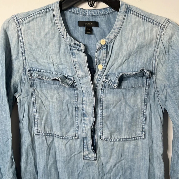 J.Crew Drapey Chambray Button Tunic Shirt Dress - Picture 4 of 6